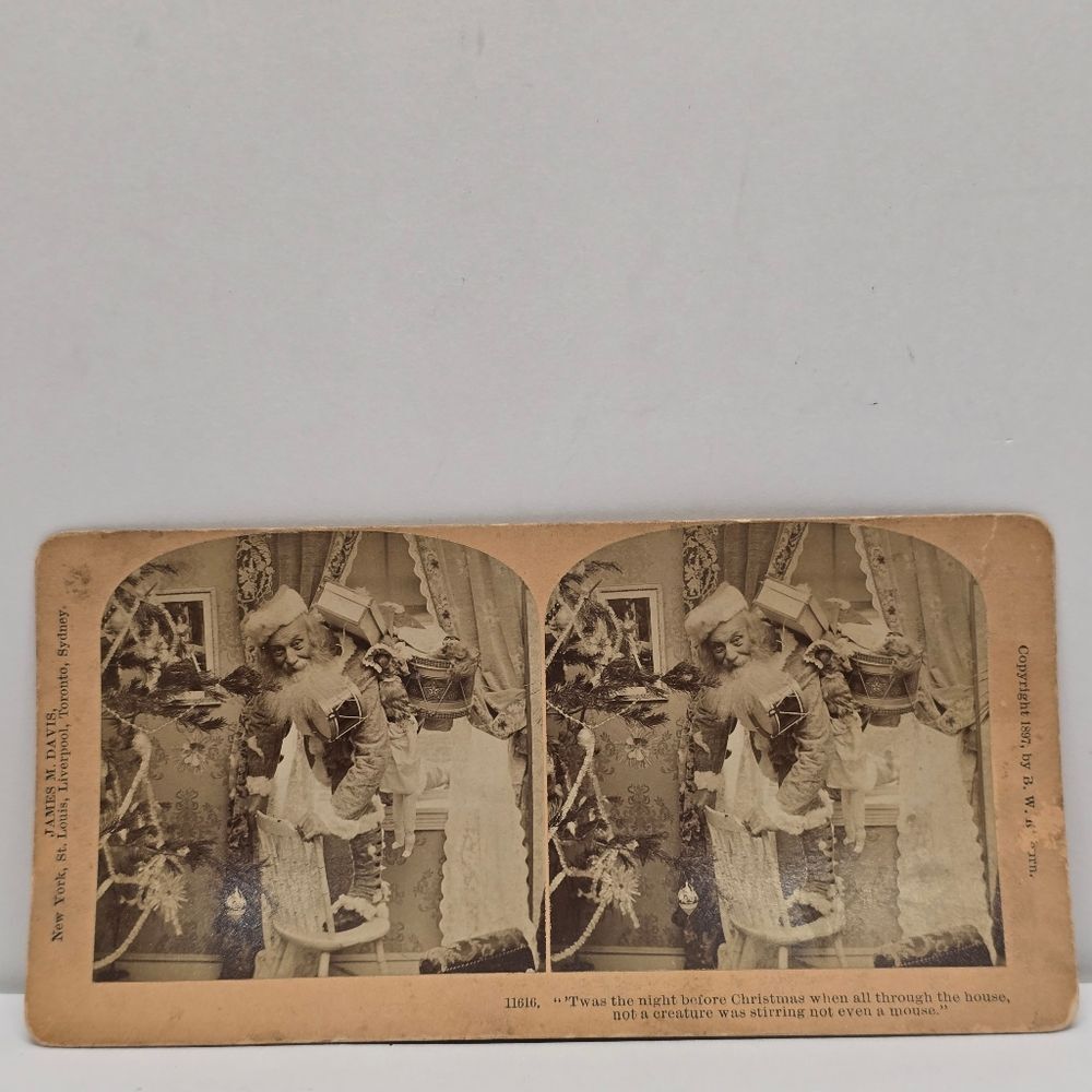 Night Before Christmas Stereoview Santa Claus 1897 Antique Stereoscope Photo